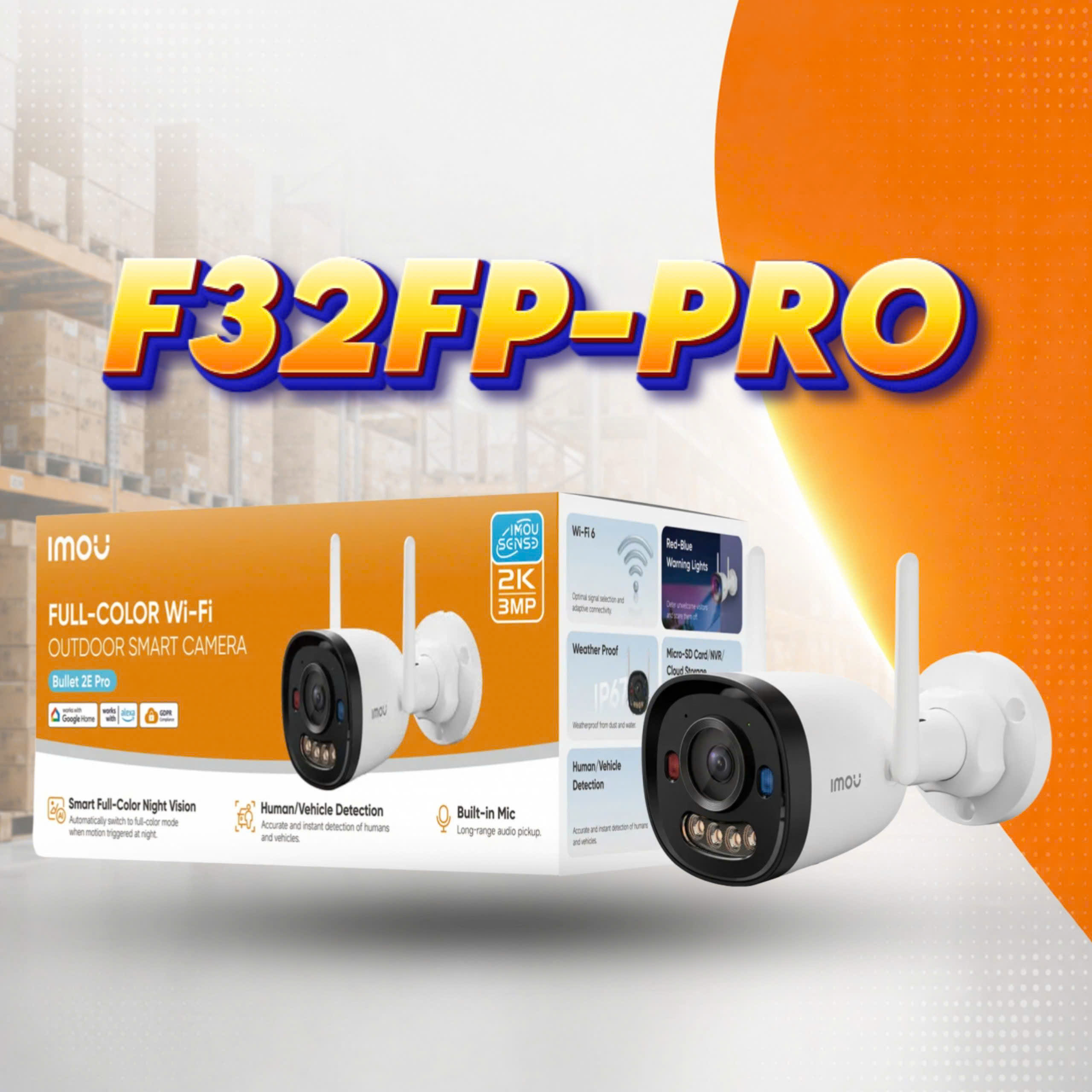 Camera Wifi thân cố định ngoài trời Full color 3MP IMOU IPC-F32FP-PRO4