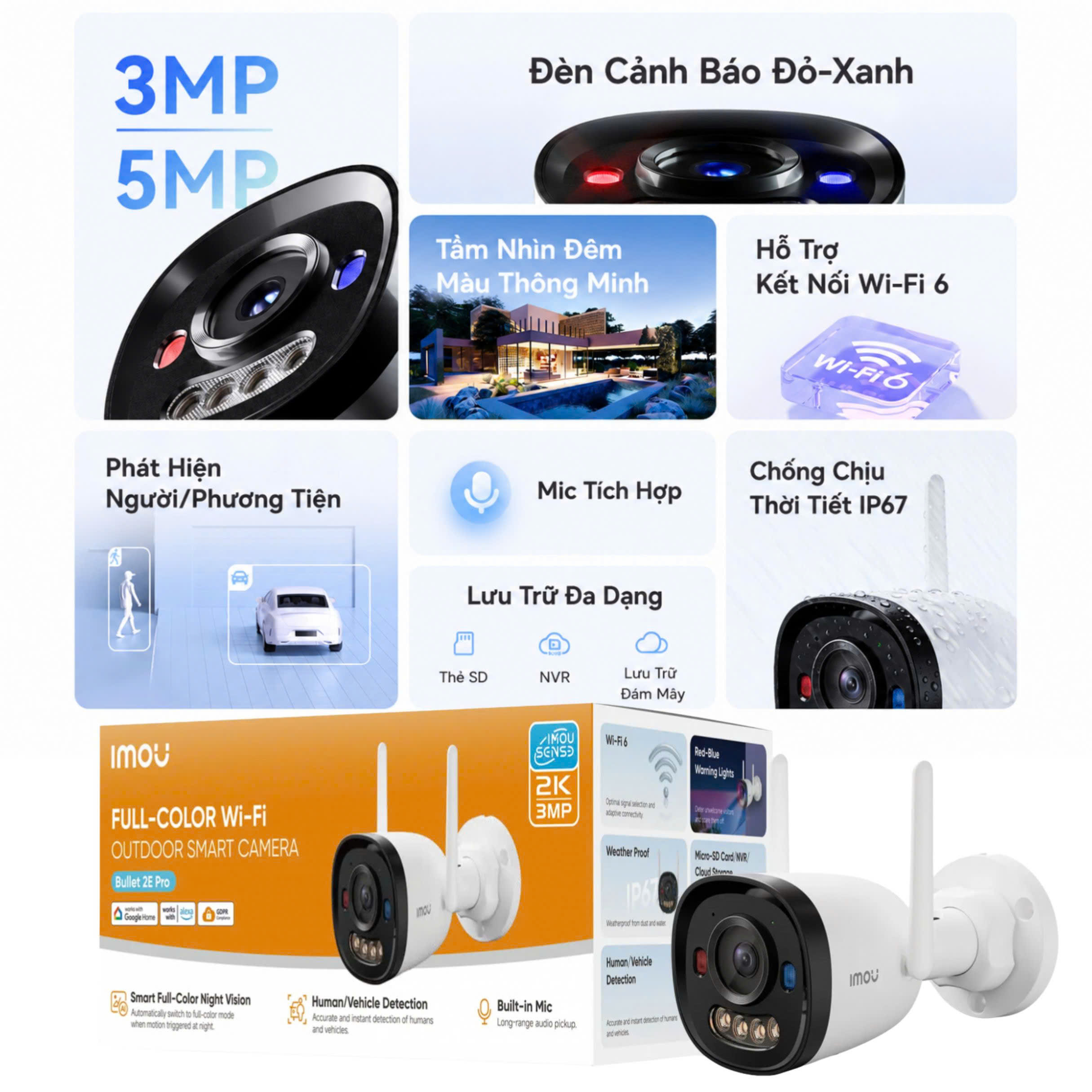 Camera Wifi thân cố định ngoài trời Full color 3MP IMOU IPC-F32FP-PRO2